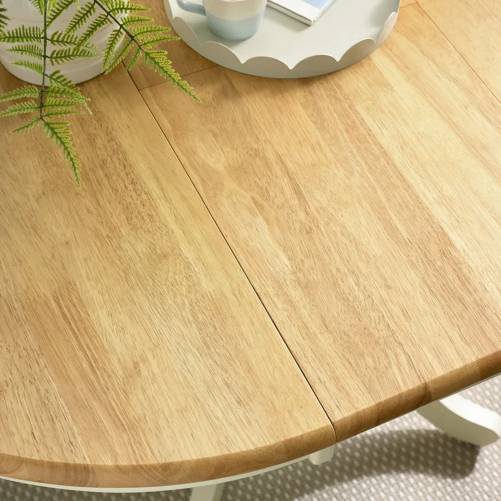 Fowey 6-Seater Extendable Dining Table - Cream, Oak