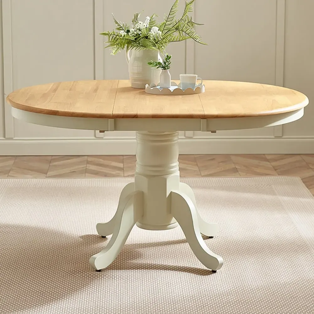 Fowey 6-Seater Extendable Dining Table - Cream, Oak image