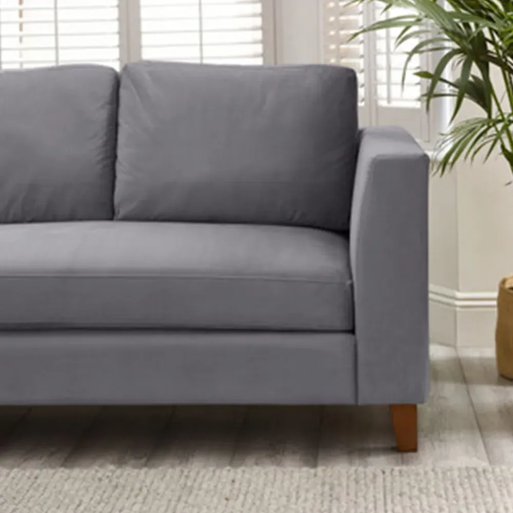 Fraser 4-Seater L-Shaped Sofa - Grey, Velvet