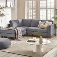 Fraser 4-Seater L-Shaped Sofa - Grey, Velvet