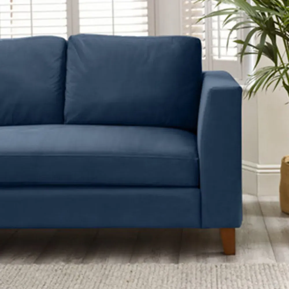 Fraser 4-Seater L-Shaped Sofa - Midnight Blue, Velvet