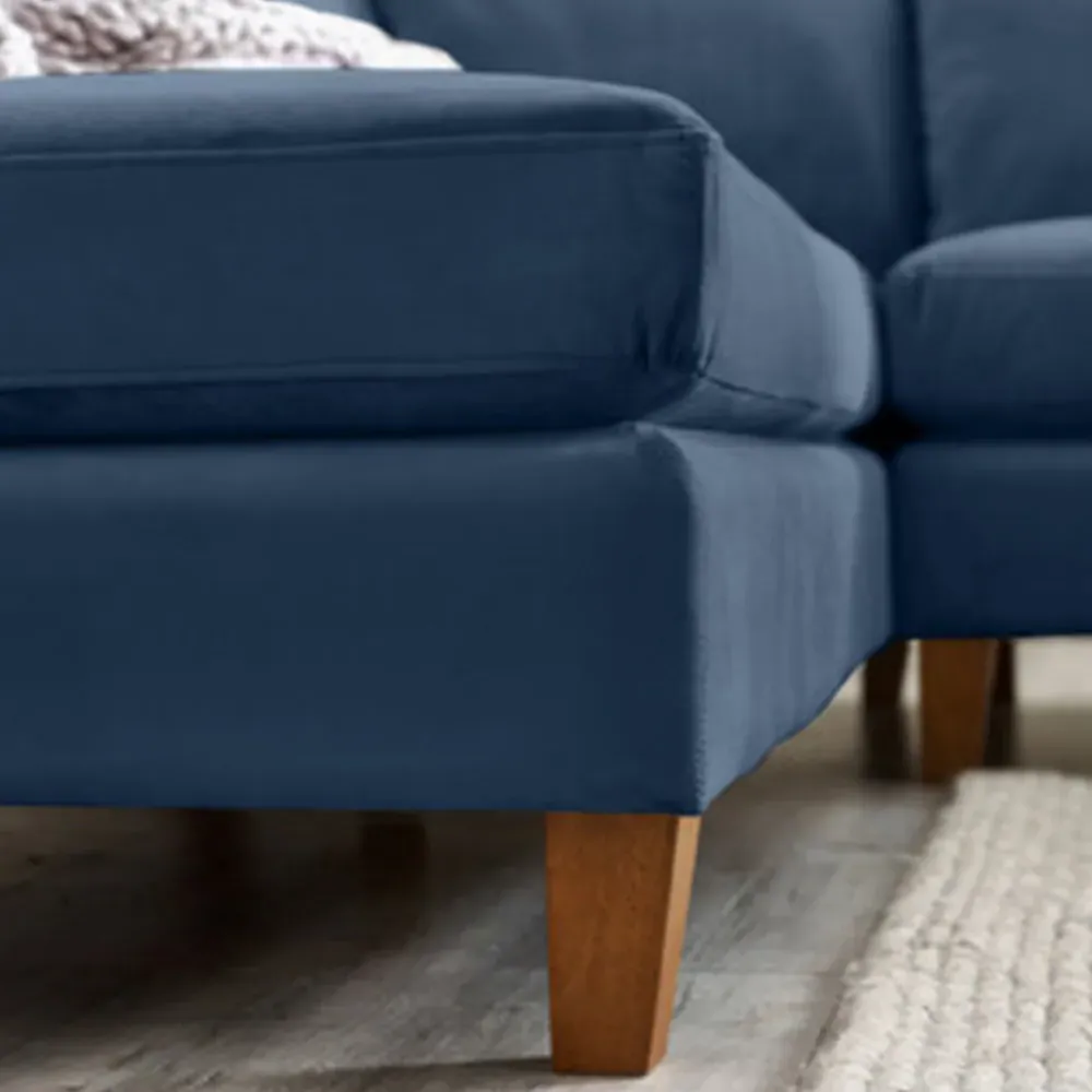 Fraser 4-Seater L-Shaped Sofa - Midnight Blue, Velvet