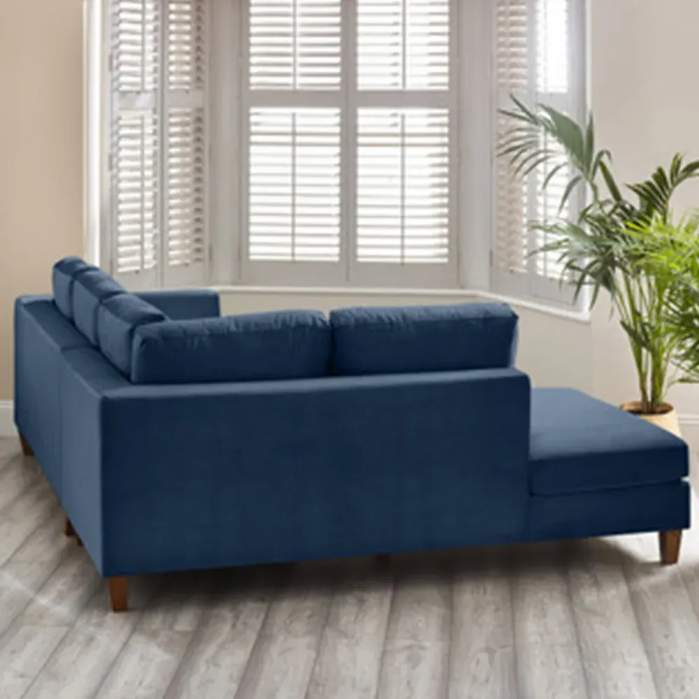 Fraser 4-Seater L-Shaped Sofa - Midnight Blue, Velvet