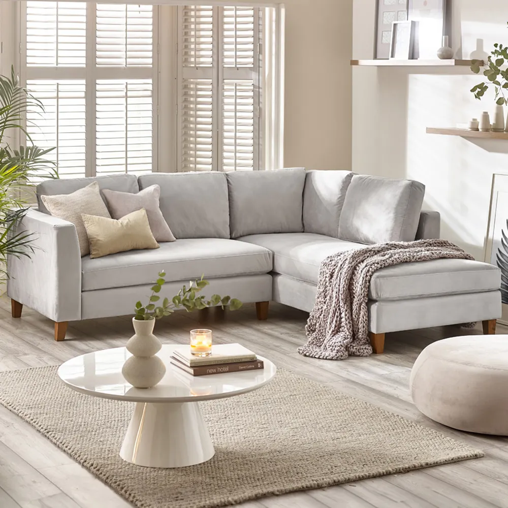 Fraser 4-Seater L-Shaped Sofa - Taupe, Velvet