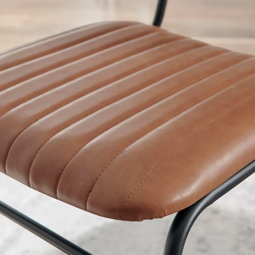 Guinn Set of 2 Dining Chairs - Tan, Faux Leather