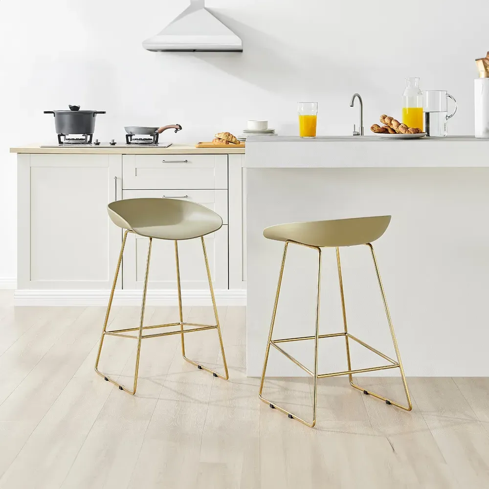 Harding Bar Stool Set of 2 - Taupe, Gold