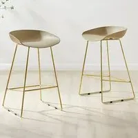 Harding Bar Stool Set of 2 - Taupe, Gold
