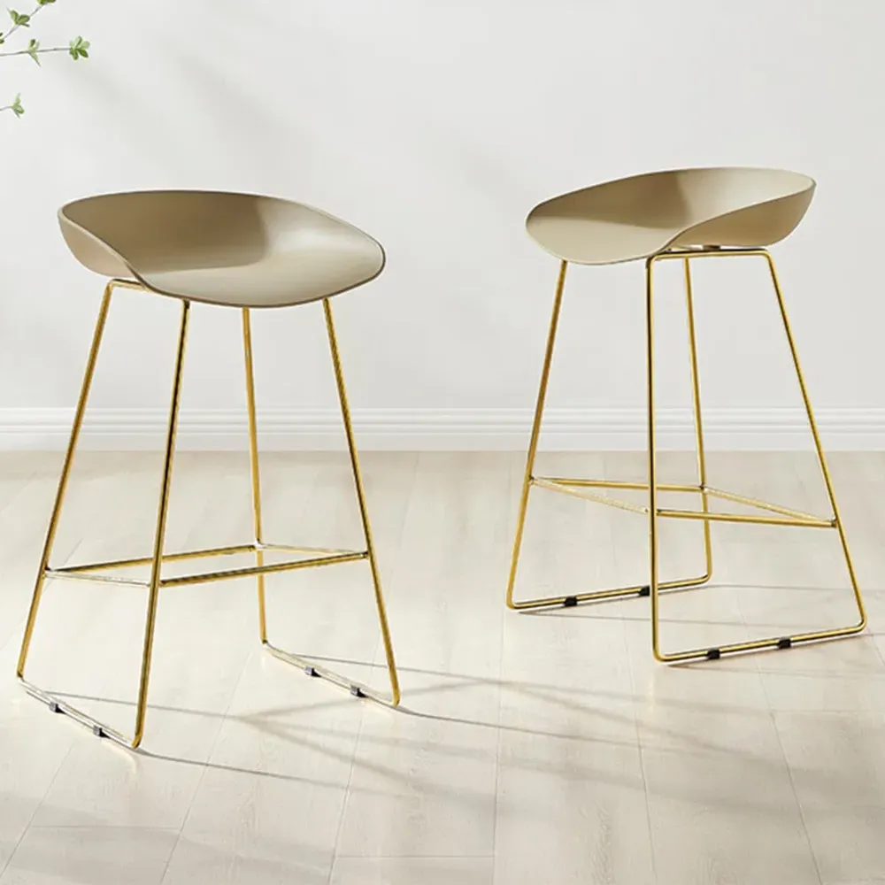 Harding Bar Stool Set of 2 - Taupe, Gold