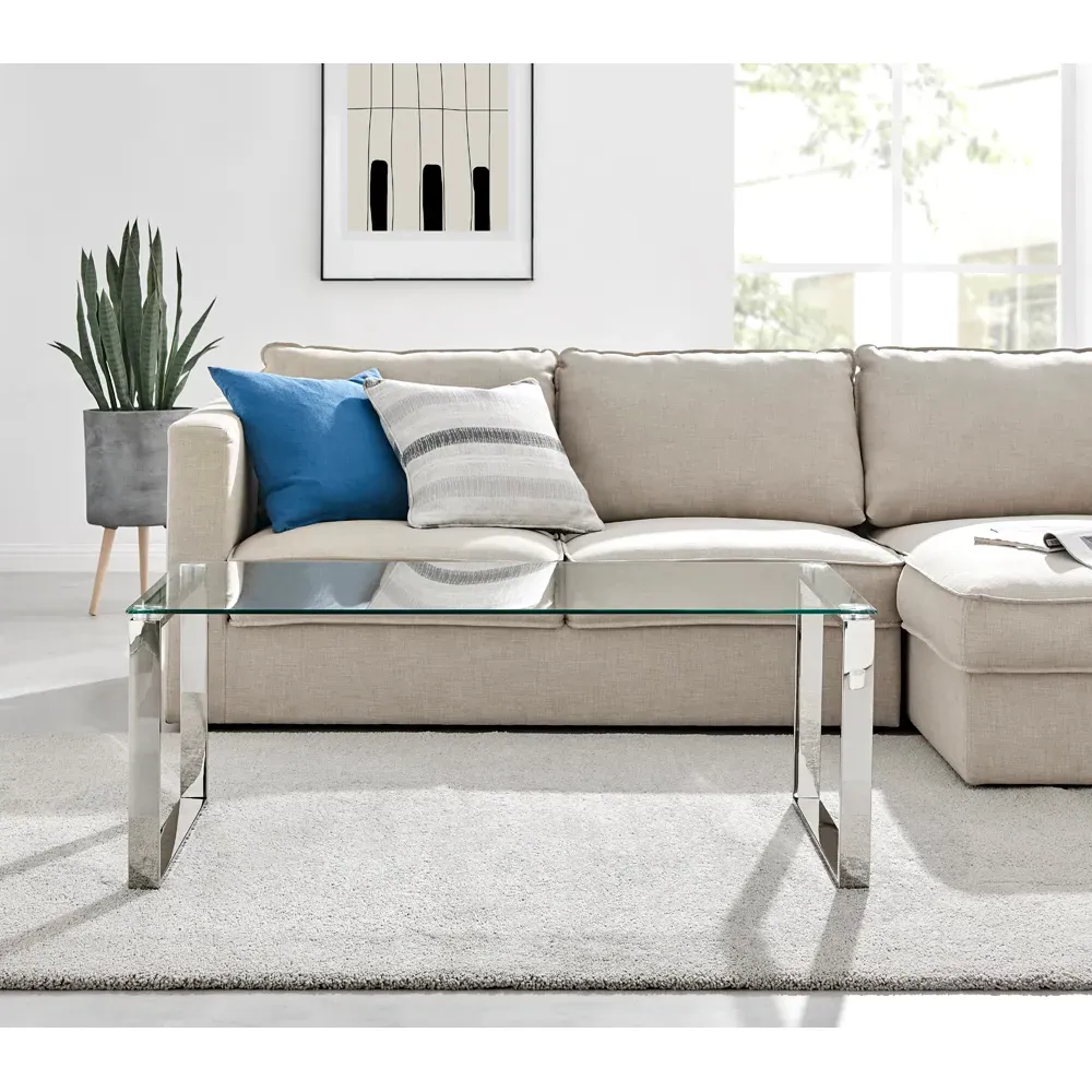 Havana Coffee Table - Clear Glass, Chrome