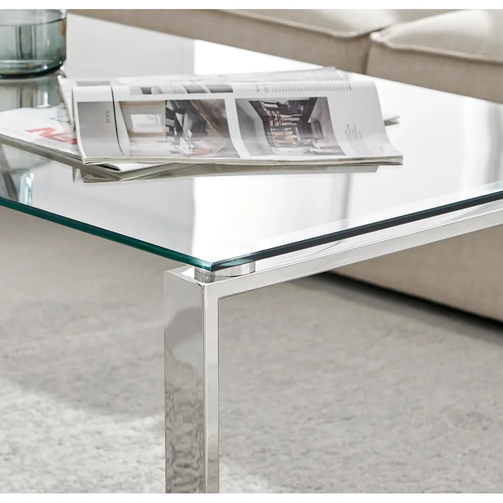 Havana Coffee Table - Clear Glass, Chrome