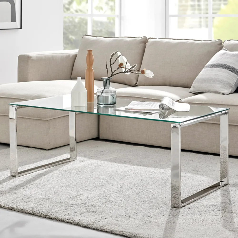 Havana Coffee Table - Clear Glass, Chrome image