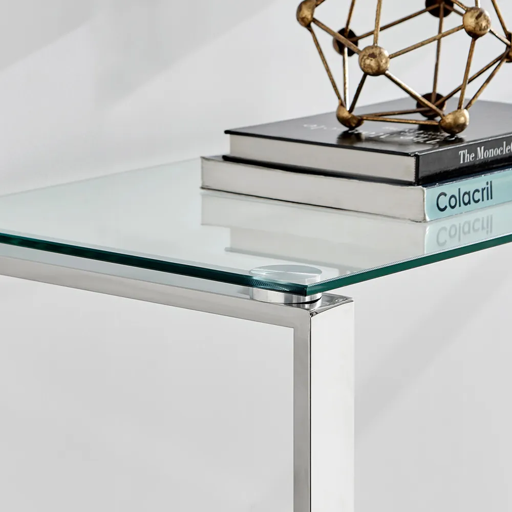 Havana Console Table - Clear Glass, Chrome Metal