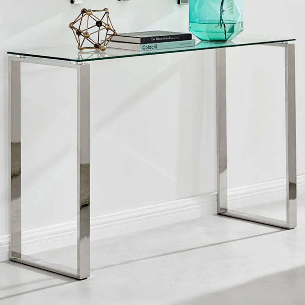 Havana Console Table - Clear Glass, Chrome Metal image