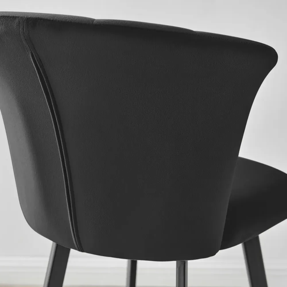 Hazel Bar Stool Set of 2 - Black, Velvet