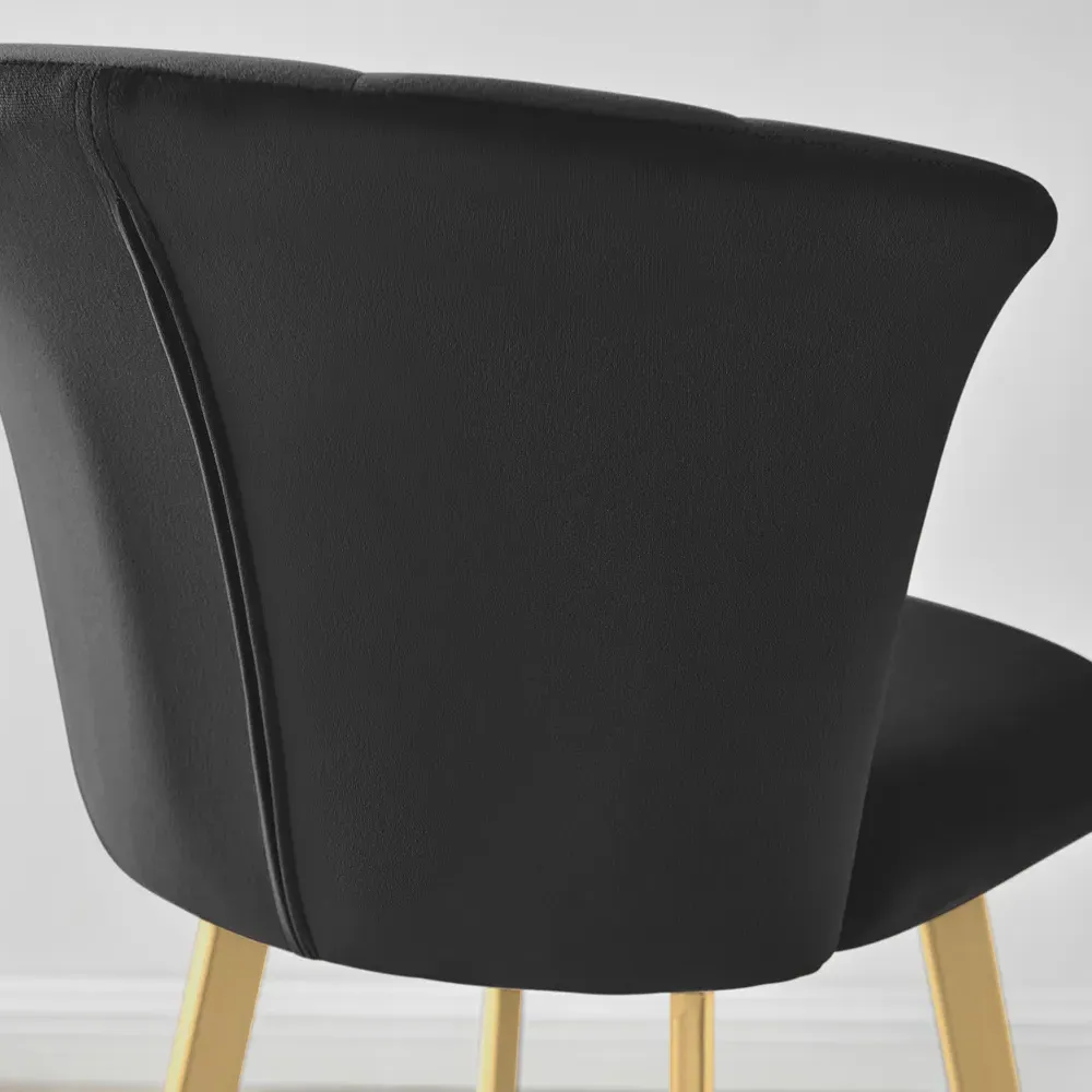 Hazel Bar Stool Set of 2 - Black, Velvet