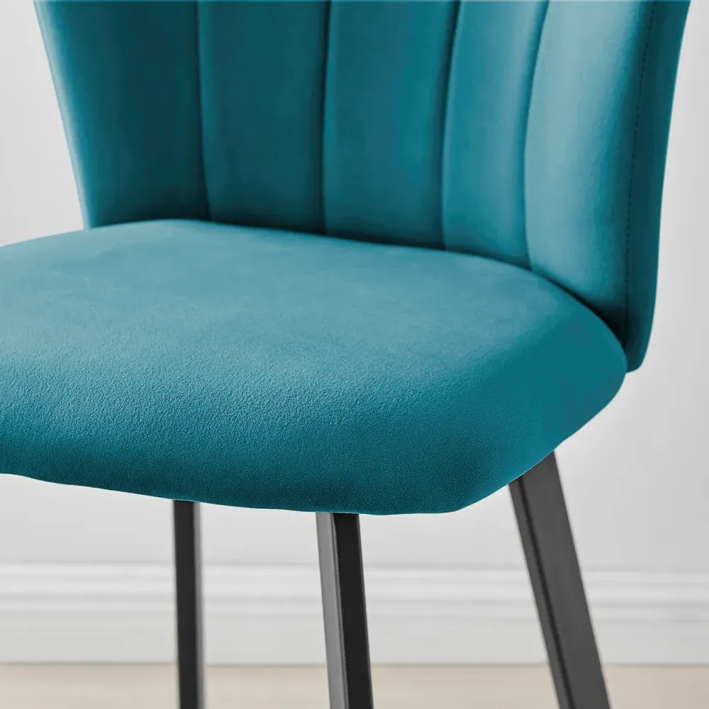 Hazel Bar Stool Set of 2 - Blue, Velvet