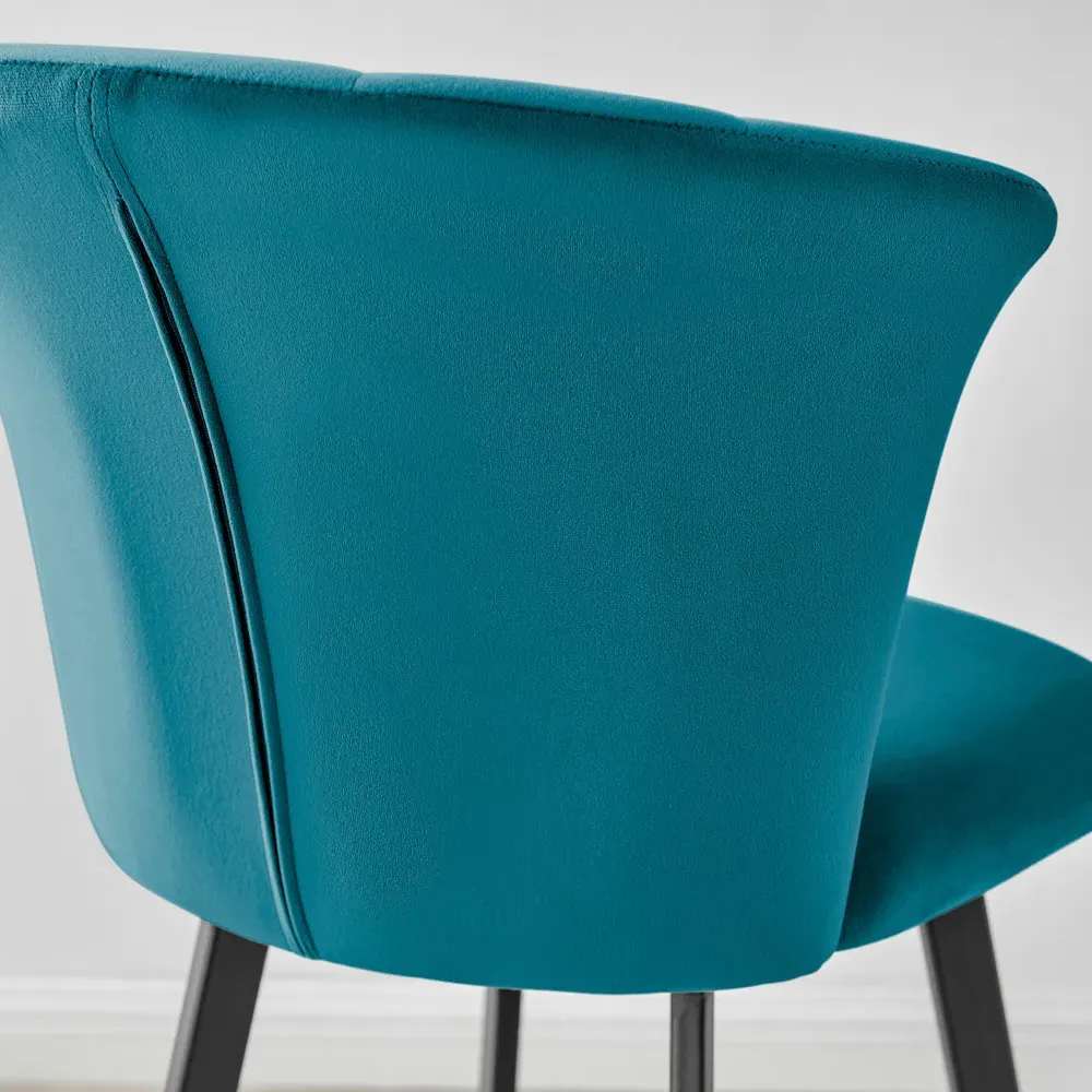 Hazel Bar Stool Set of 2 - Blue, Velvet