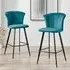 Hazel Bar Stool Set of 2 - Blue, Velvet