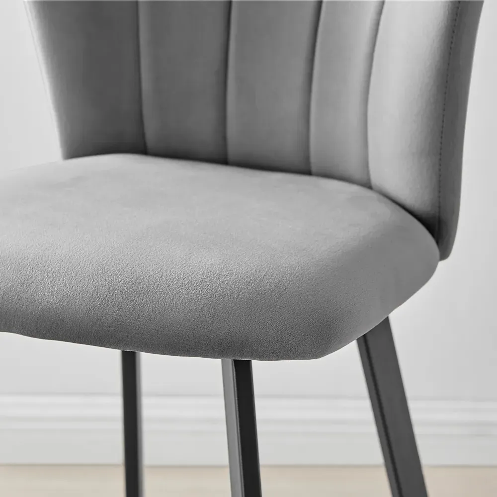 Hazel Bar Stool Set of 2 - Grey, Velvet