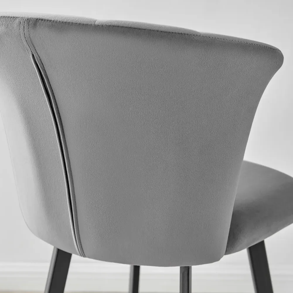 Hazel Bar Stool Set of 2 - Grey, Velvet