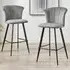 Hazel Bar Stool Set of 2 - Grey, Velvet