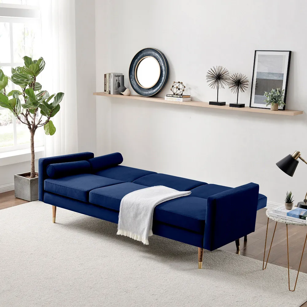 Hector 3-Seater Sofa Bed with Click-Clack - Blue, Velvet