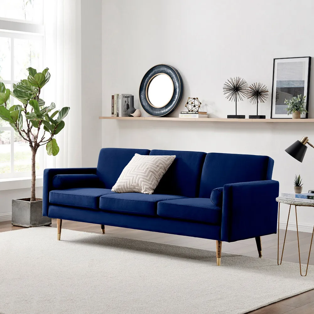 Hector 3-Seater Sofa Bed with Click-Clack - Blue, Velvet