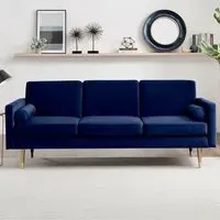 Hector 3-Seater Sofa Bed with Click-Clack - Blue, Velvet