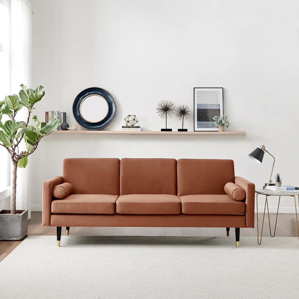Hector 3-Seater Sofa Bed with Click-Clack - Cinnamon, Velvet