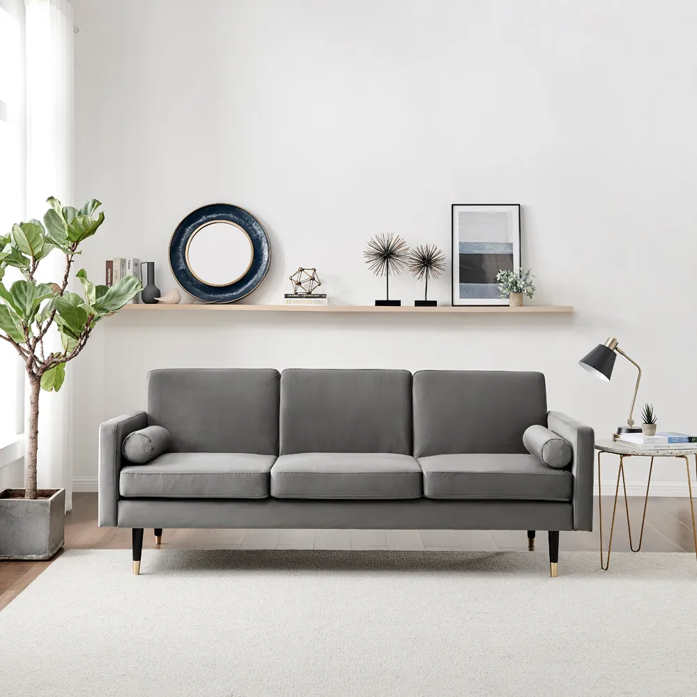 Hector 3-Seater Sofa Bed with Click-Clack - Grey, Velvet