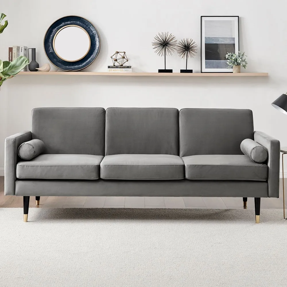 Hector 3-Seater Sofa Bed with Click-Clack - Grey, Velvet