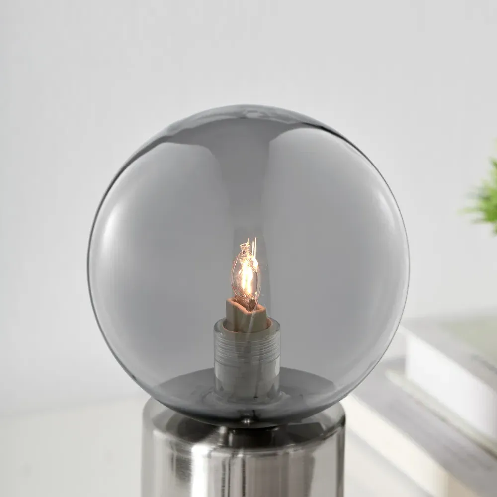 Heidi Industrial Table Lamp - Grey, Glass