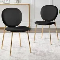 Holly Set of 2 Dining Chairs - Black, Velvet