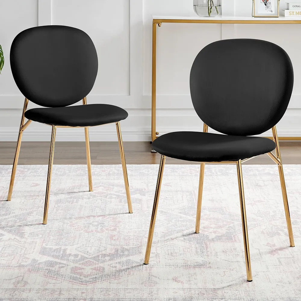 Holly Set of 2 Dining Chairs - Black, Velvet image