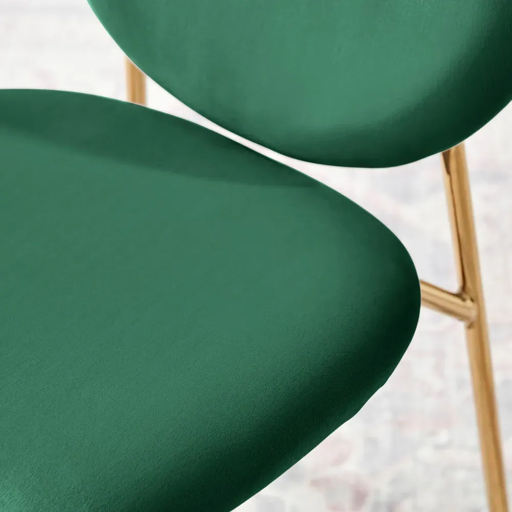 Holly Set of 2 Dining Chairs - Green, Velvet