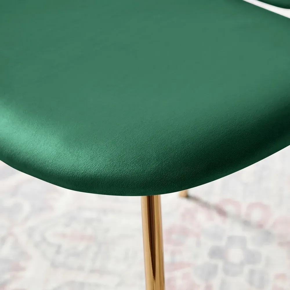 Holly Set of 2 Dining Chairs - Green, Velvet