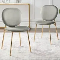 Holly Set of 2 Dining Chairs - Grey, Velvet