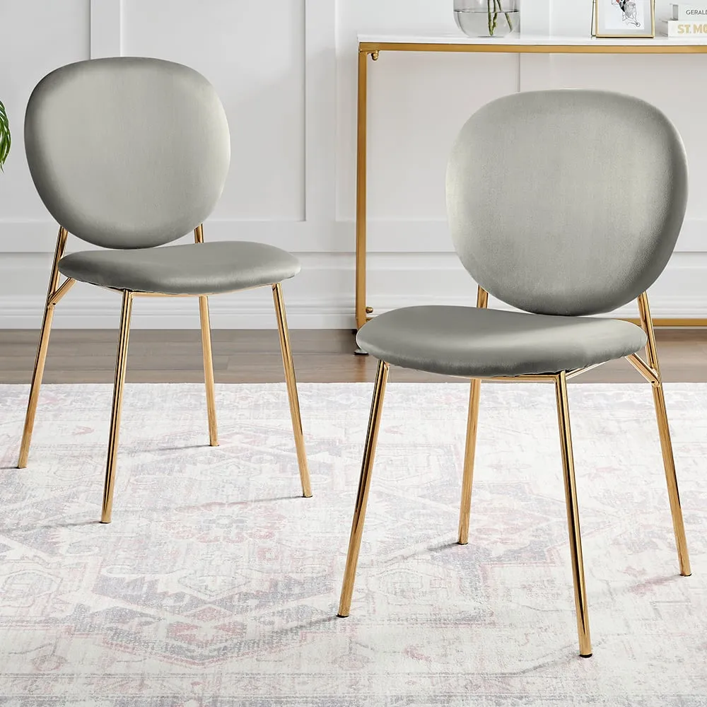 Holly Set of 2 Dining Chairs - Grey, Velvet