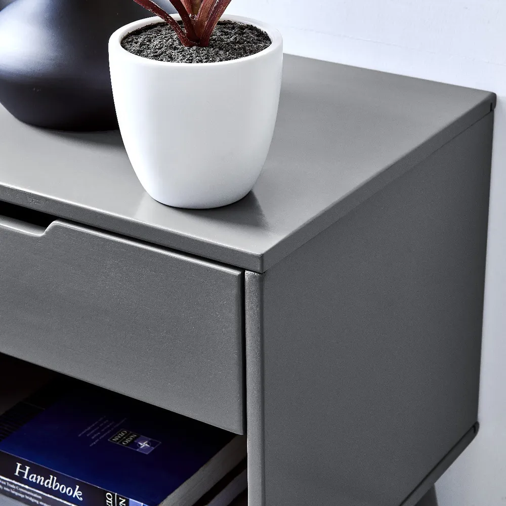 Isla Single Drawer Bedside Table - Grey