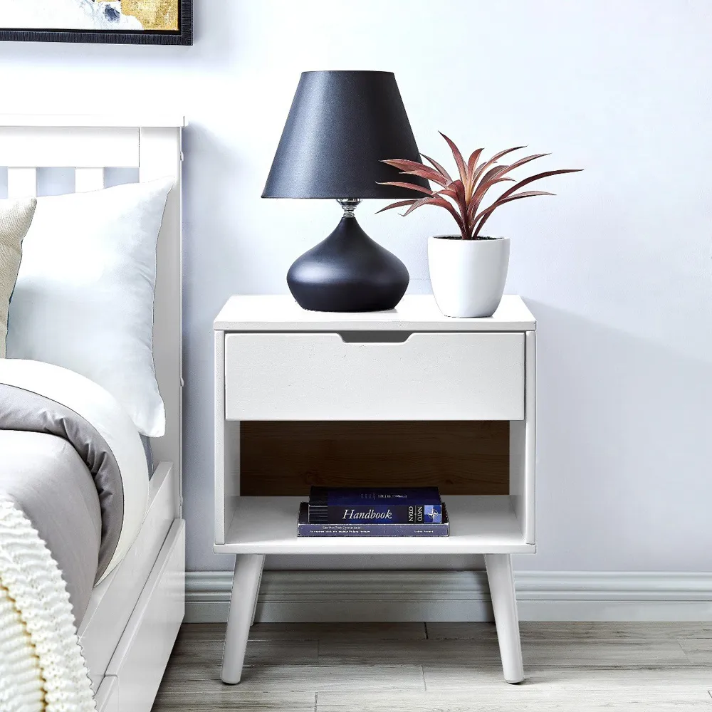 Isla Single Drawer Bedside Table - White