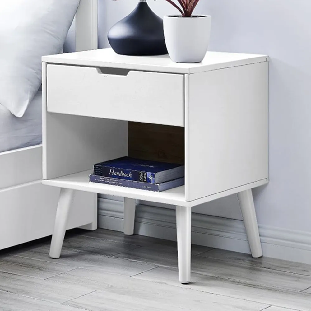 Isla Single Drawer Bedside Table - White
