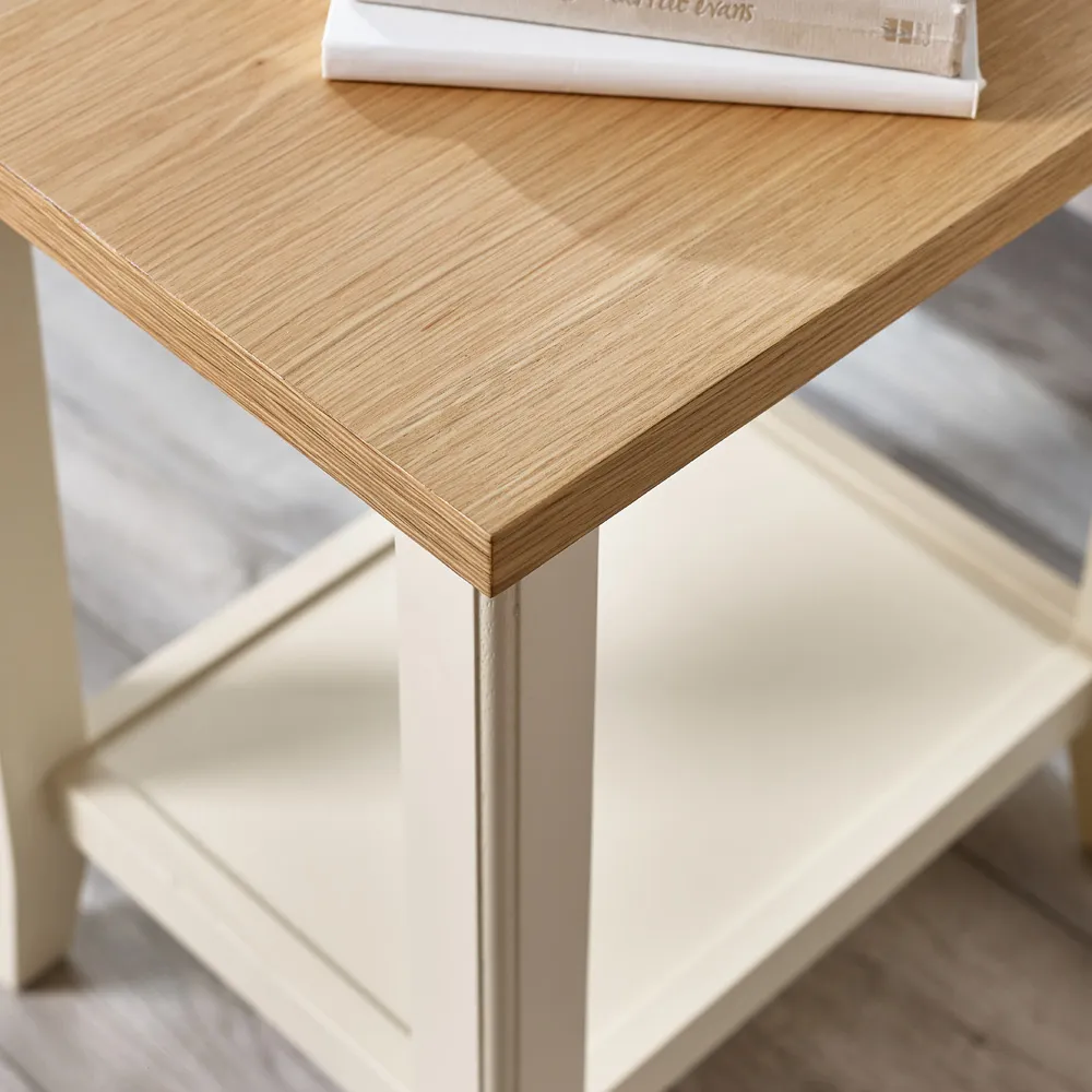 Isolde Side Table with Storage - Cream, Oak Veneer