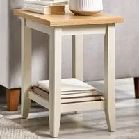 Isolde Side Table with Storage - Cream, Oak Veneer