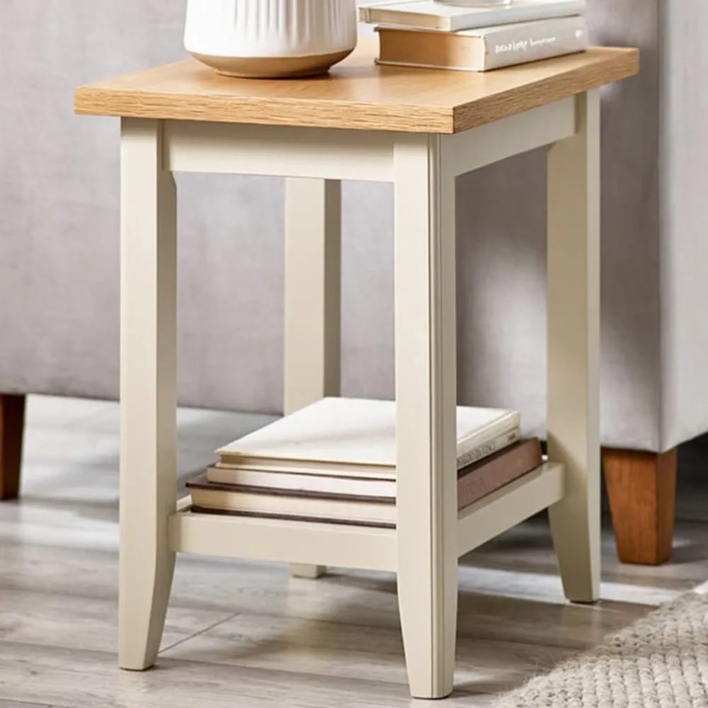 Isolde Side Table with Storage - Cream, Oak Veneer image