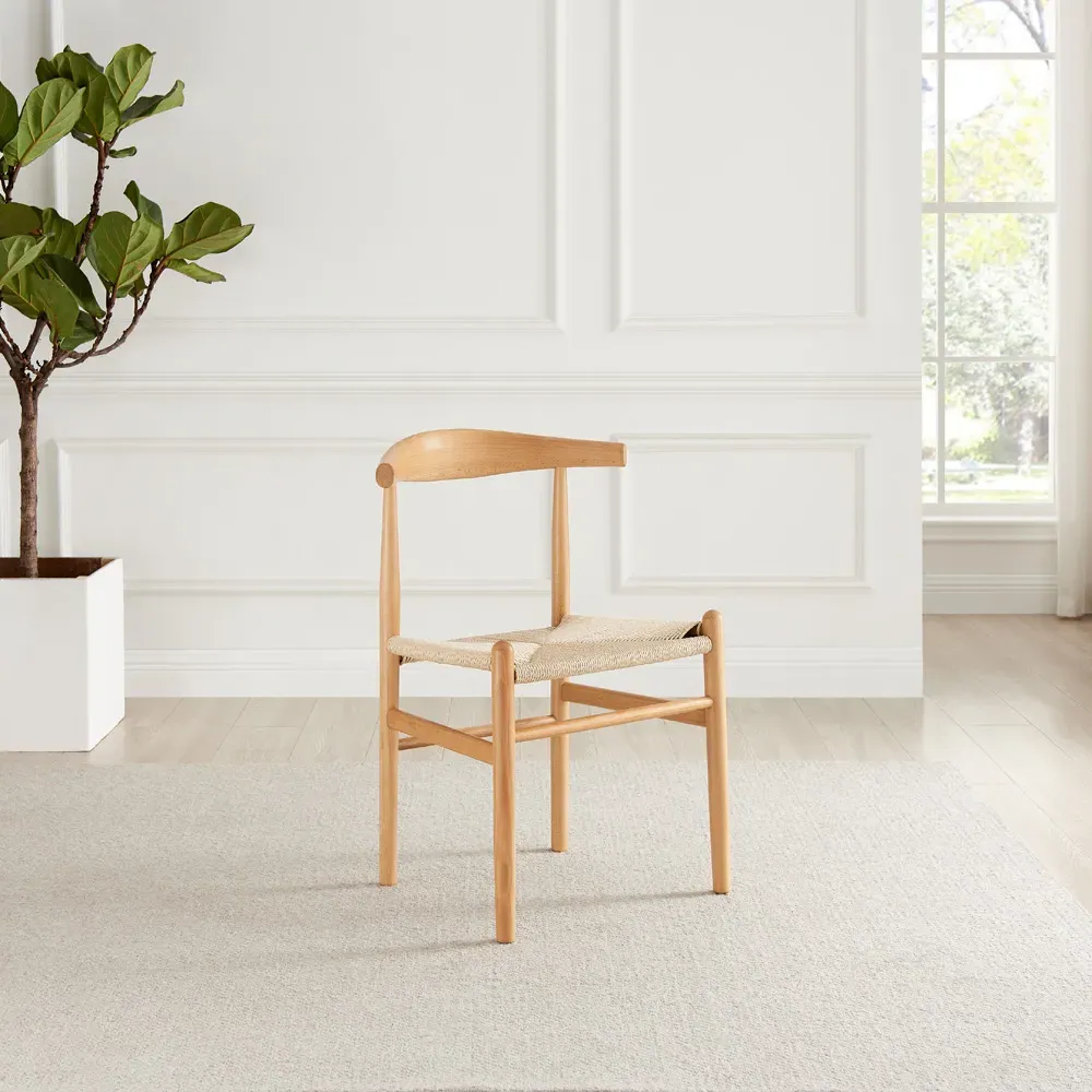 Ivar Set of 2 Rope Dining Chairs - Brown, Beech