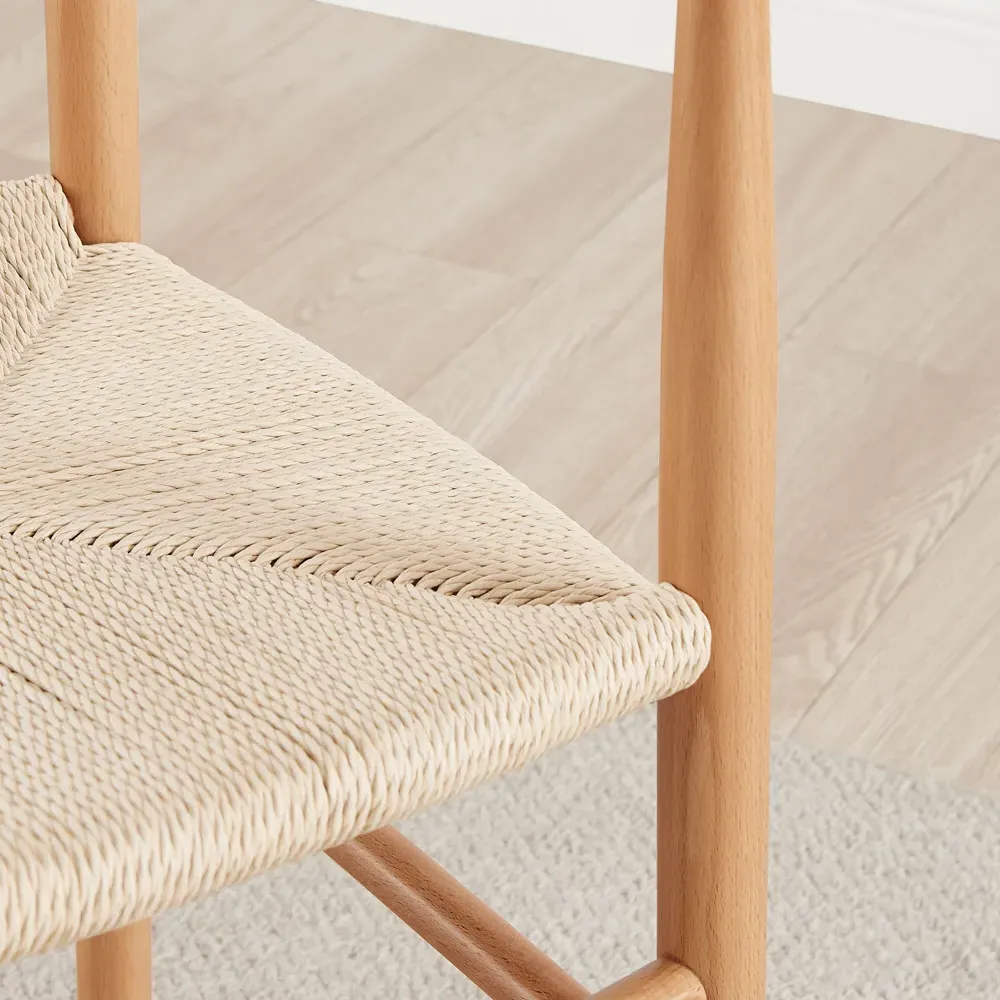 Ivar Set of 2 Rope Dining Chairs - Brown, Beech