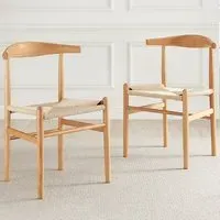 Ivar Set of 2 Rope Dining Chairs - Brown, Beech