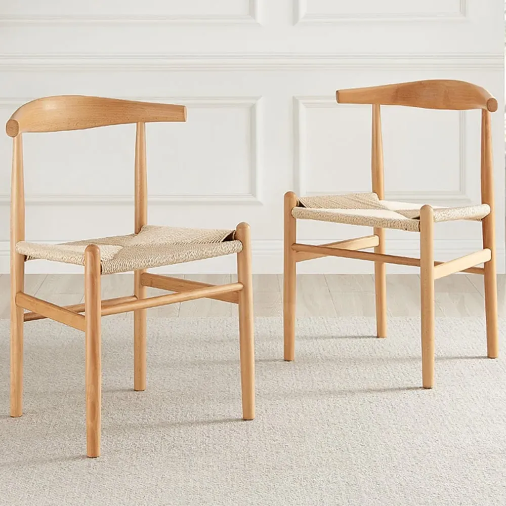 Ivar Set of 2 Rope Dining Chairs - Brown, Beech image