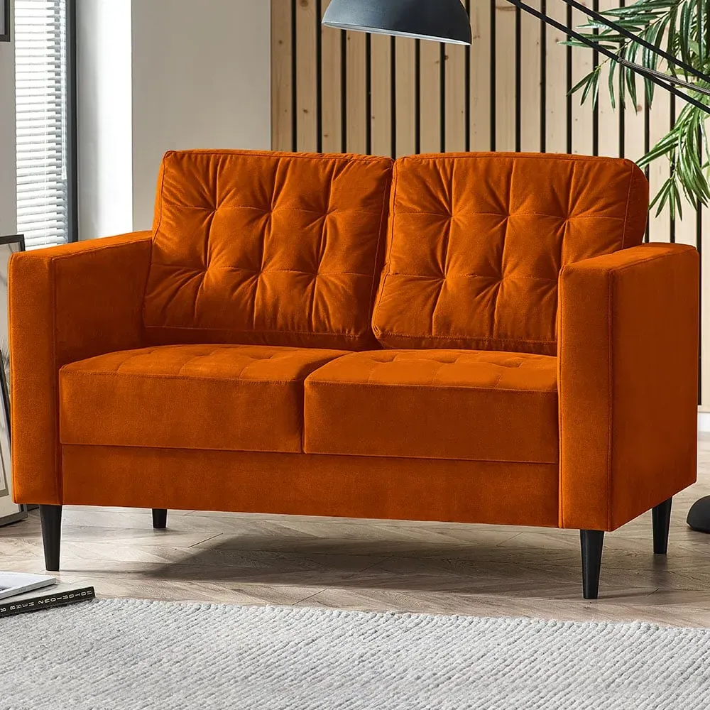 Josie 2-Seater Sofa - Burnt Orange, Velvet image