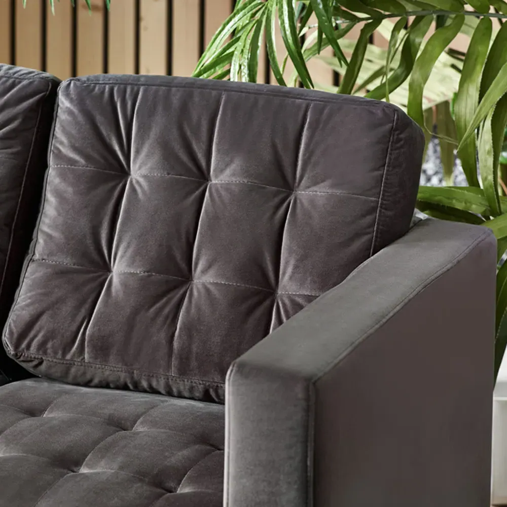 Josie 2-Seater Sofa - Dark Grey, Velvet